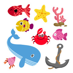 Obraz premium marine life vector collection design