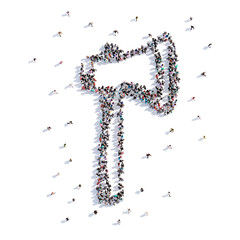 A lot of people form a ax, a holiday halloween