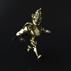Golden superhero - 3D illustration