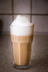 Iced coffee with milk in the glass