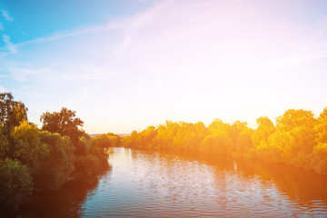 Fototapeta na wymiar beautiful river at sunset