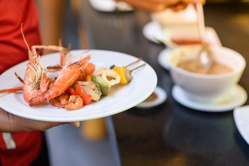 Barbeque and seafood dishes