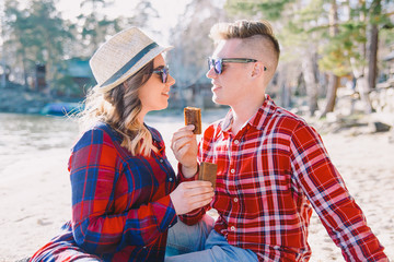 Fototapeta premium Love story on a lake
