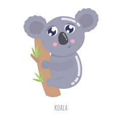 Cute cartoon koala vector illustration.