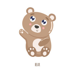 Cute little bear vector illustration. flat design