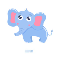 Cute elephant vector illustration. Flat design.