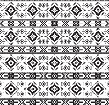 Seamless black geometric pattern. Ancient Central Asian style, kilim. Transparent background.
