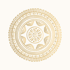 Ethnic golden illustration. Oriental style. Hand drawn vintage design.