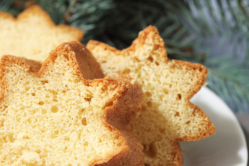 Christmas cake with pine cones and Christmas tree