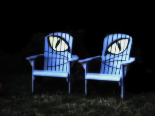 Glowing Blue Cat Eye Adirondack Chairs