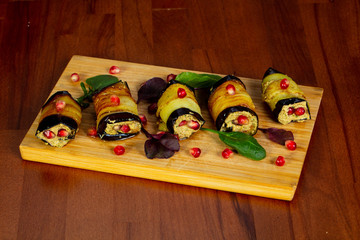 Eggplant roll with nuts