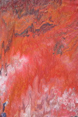 Abstract Design on a canvas showing streaks of red brushmarks and cracket dark zones