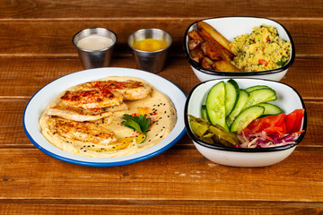 Delicious humus with chicken