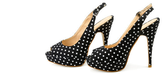 sandals isolated on white background. Free space for text. Wide photo.