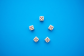 dice on a blue background