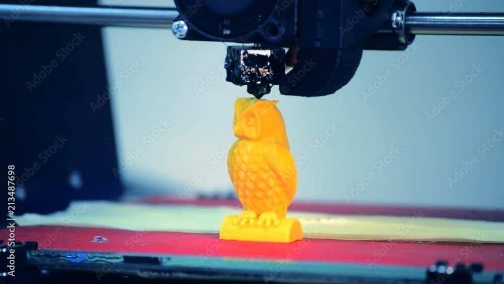 Wall mural 3d printer working. fused deposition modeling, fdm. 3d printer printing an object from plastic. auto