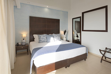 Interior of sea hotel bedroom