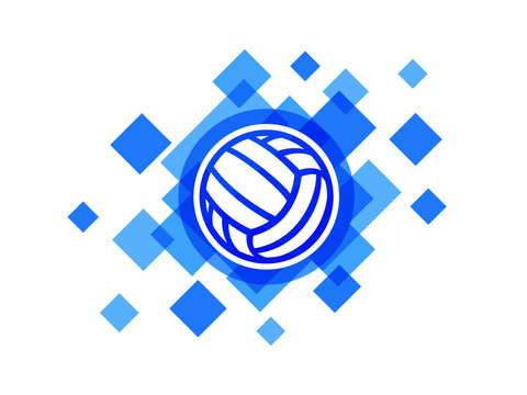 Volleyball ball on blue abstract background vector icon. Water polo ball