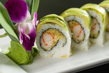 Sushi on a white plate