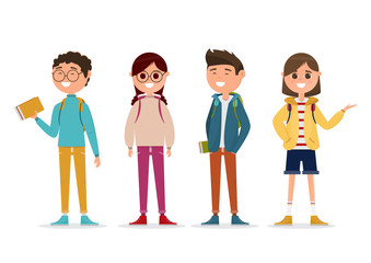 Fototapeta premium students in different character isolated on white background.
