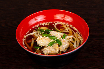 Miso soup with salmon