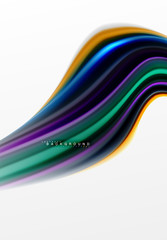 Fluid liquid mixing colors concept on light grey background, curve flow, trendy abstract layout template for business or technology presentation or web brochure cover, wallpaper