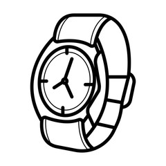Men's hand classic wrist watch icon. Isolated wristwatch black illustration.