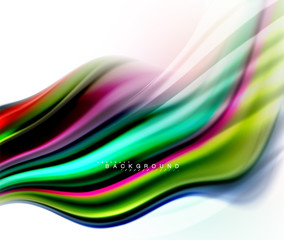 Fluid liquid mixing colors concept on light grey background, wave and swirl curve flow line, trendy abstract layout template for business presentation, app wallpaper banner, poster or wallpaper