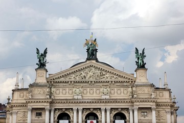 Fototapeta na wymiar Facade of the Lviv Theatre of Opera and Ballet, Ukraine