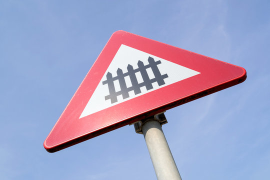 Dutch Road Sign Level Crossing With Barrier Or Gates Ahead Stock Photo Adobe Stock Dutch Road Sign Level Crossing With Barrier Or Gates Ahead Stock Photo Adobe Stock