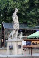 Fountain with a statue of Diana on the Market Square in Lviv, Ukraine