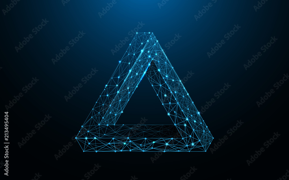 Leinwandbilder penrose triangle form lines, triangles and particle style design. illustration vector