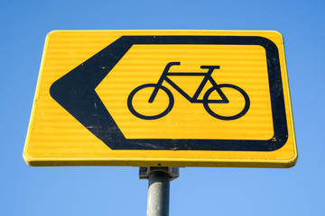 Dutch road sign: diversion for cyclists