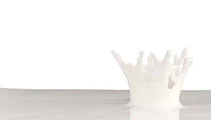 milk splash on white background 3D render