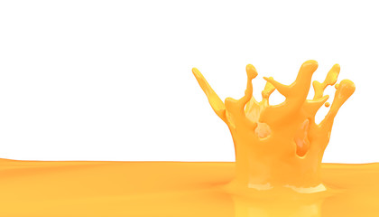 3d render of liquid orange milk splash