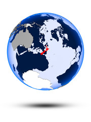Obraz premium New Zealand on globe