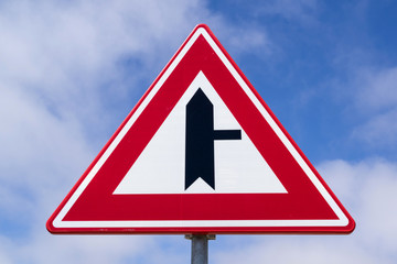 Dutch road sign: road junction with priority over minor road from the right