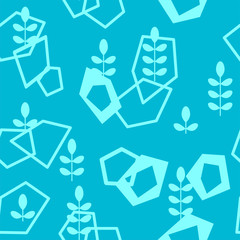 Seamless pattern with geometric shapes and leaves
