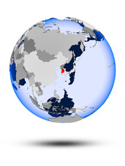 South Korea on globe