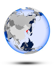 North Korea on globe