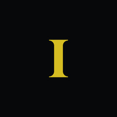 Simple Luxury Letter I Initial With Gold and Black color logo
