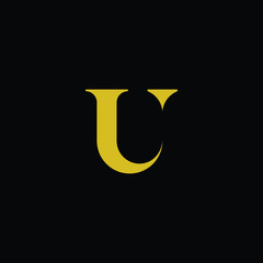 Simple Luxury Letter U Initial With Gold and Black color logo