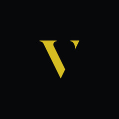 Simple Luxury Letter V Initial With Gold and Black color logo