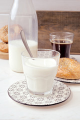 classic rustic breakfast on marble stone