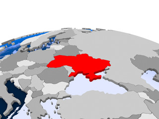 Ukraine on political globe