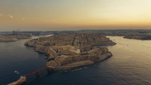 Aerial shot approaching Valletta
