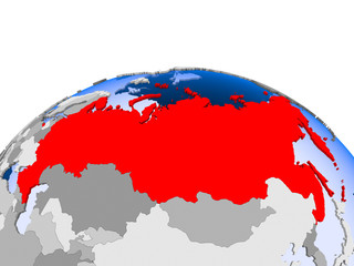 Russia on political globe