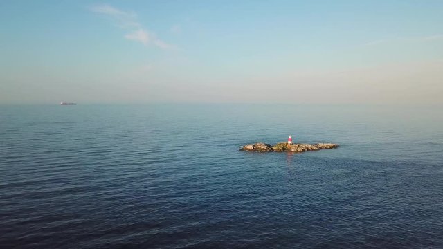 aerial view of Muglins Lighthouse on Dalkey Island in Dublin, Ireland