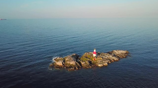 aerial view of Muglins Lighthouse on Dalkey Island in Dublin, Ireland