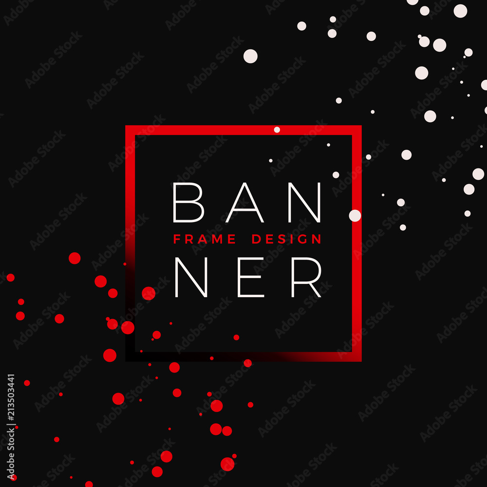 Poster modern banner template with space for text. design promo poster. text in color frame and splash dots